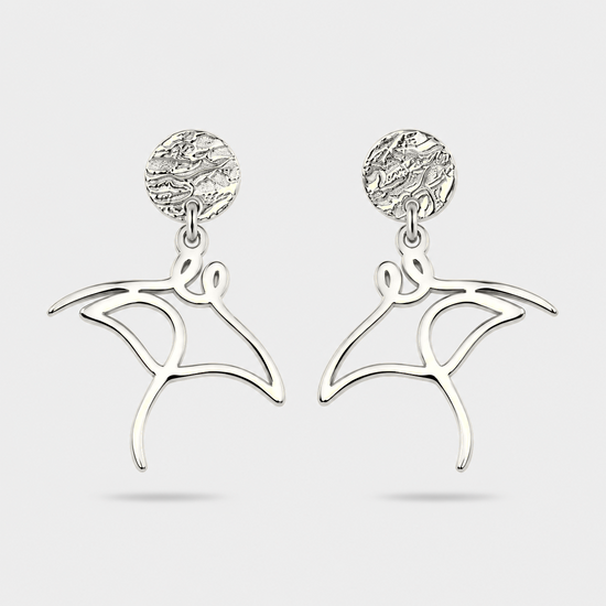 Boucles d'oreilles raie argent Fauna