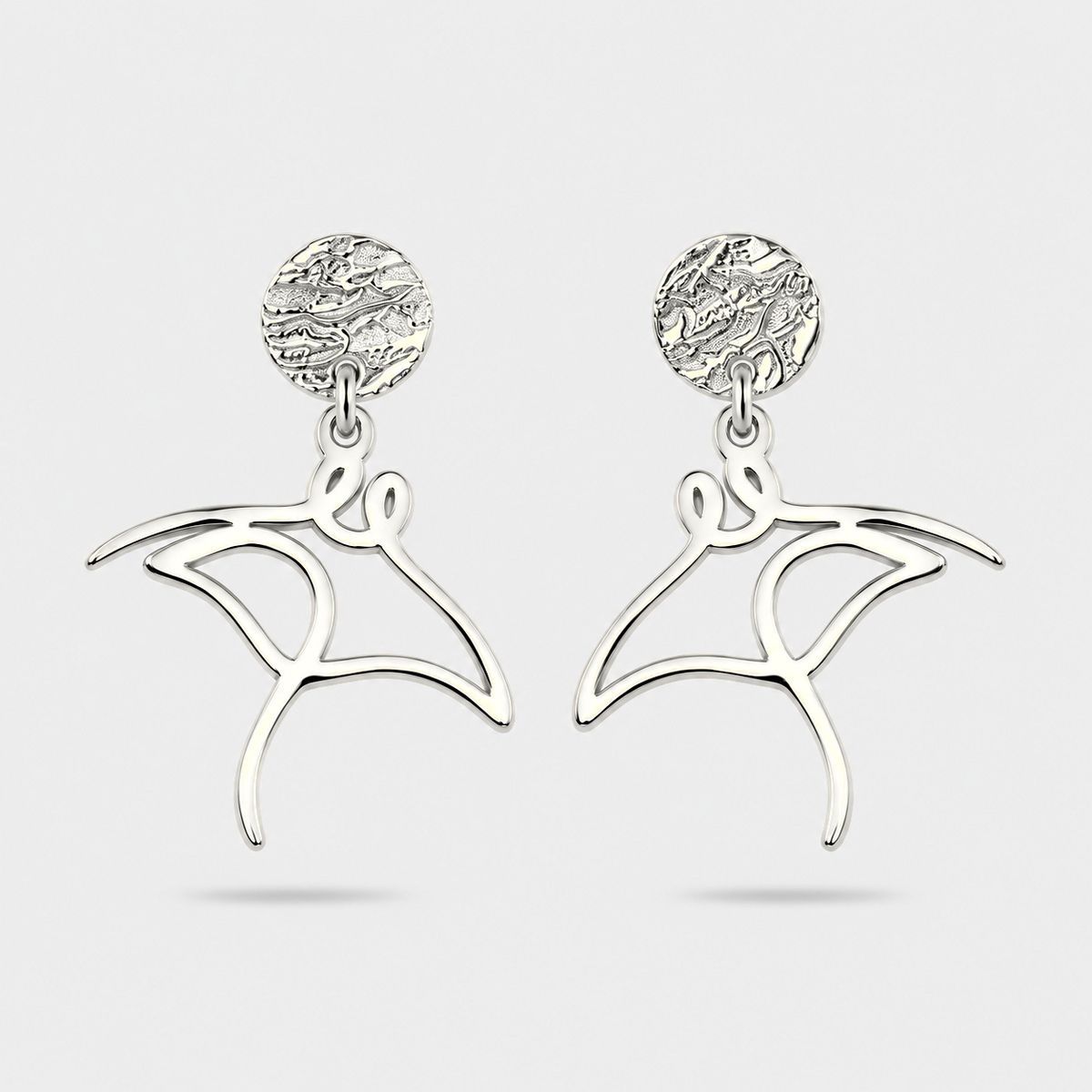 Boucles d'oreilles raie argent Fauna