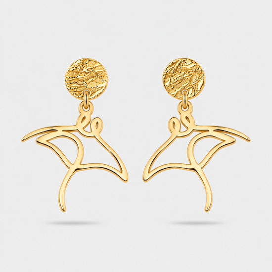 Boucles d'oreilles raie or Fauna