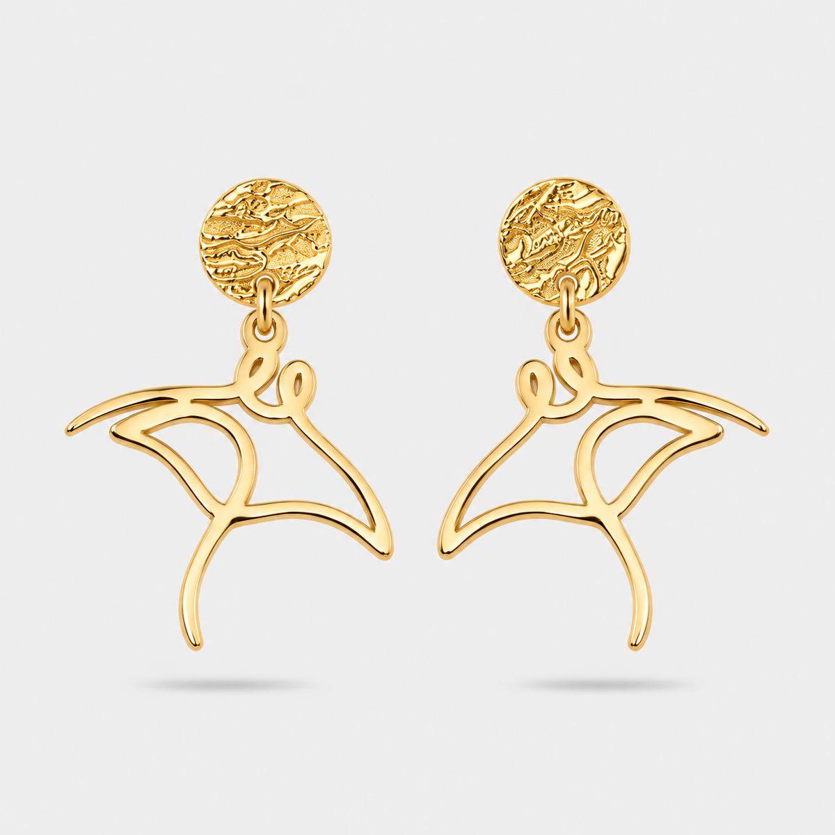 Boucles d'oreilles raie or Fauna