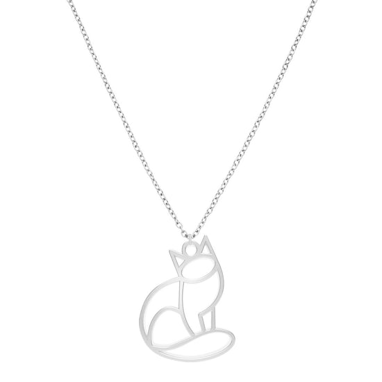Collier Chat Argent Chaîne