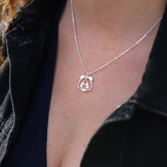 collier panda argent Cou