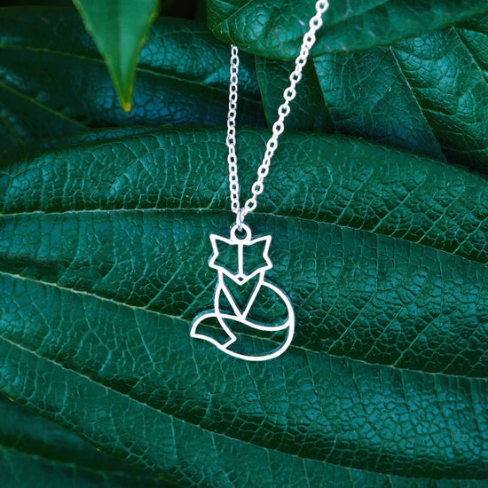 collier renard argent chaine Feuille