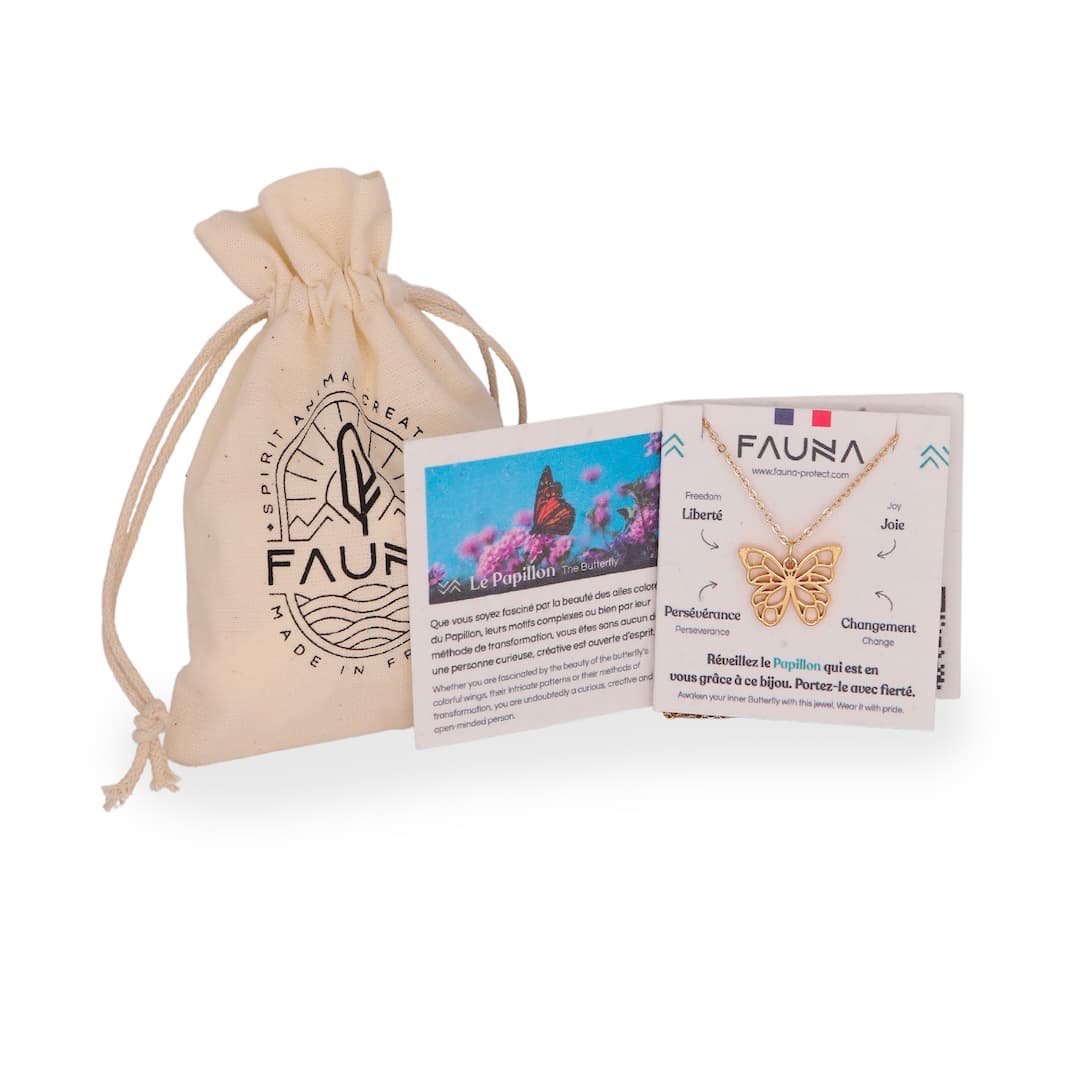 Packaging et carte ensemencé écoresponsable collier papillon