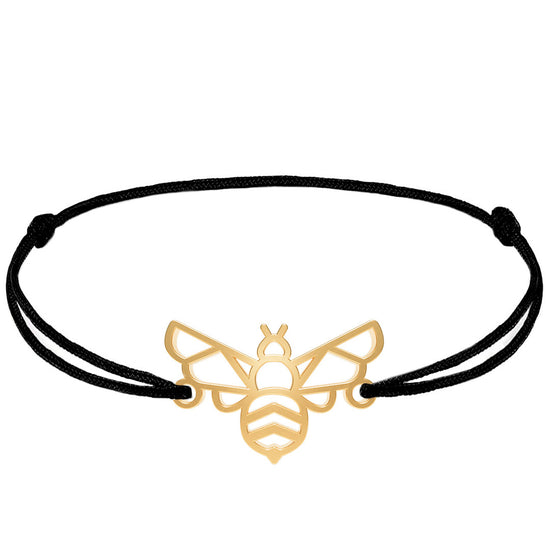 Bracelet abeille or cordon #Couleur et bracelet_Or avec cordon