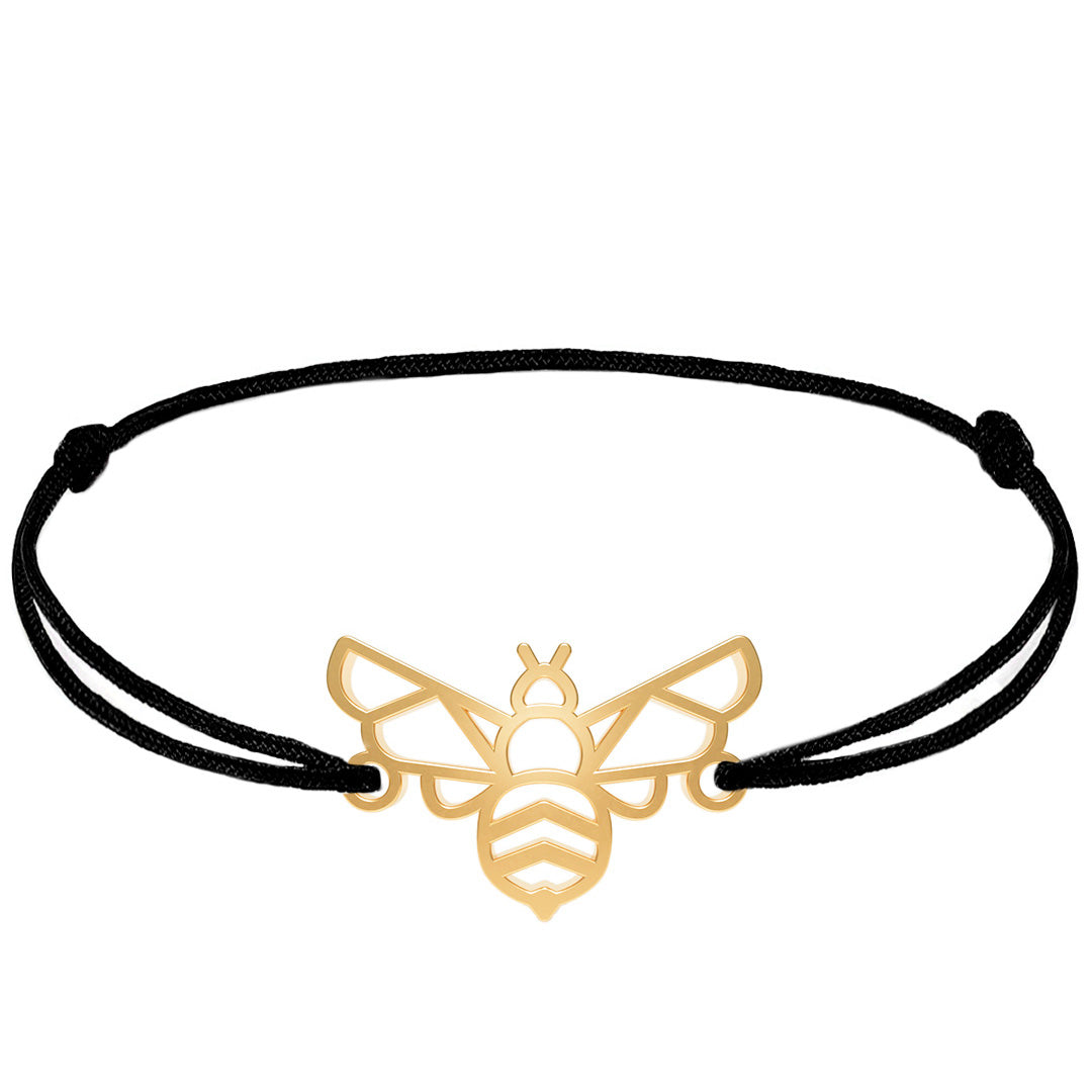 Bracelet abeille or cordon #Couleur et bracelet_Or avec cordon