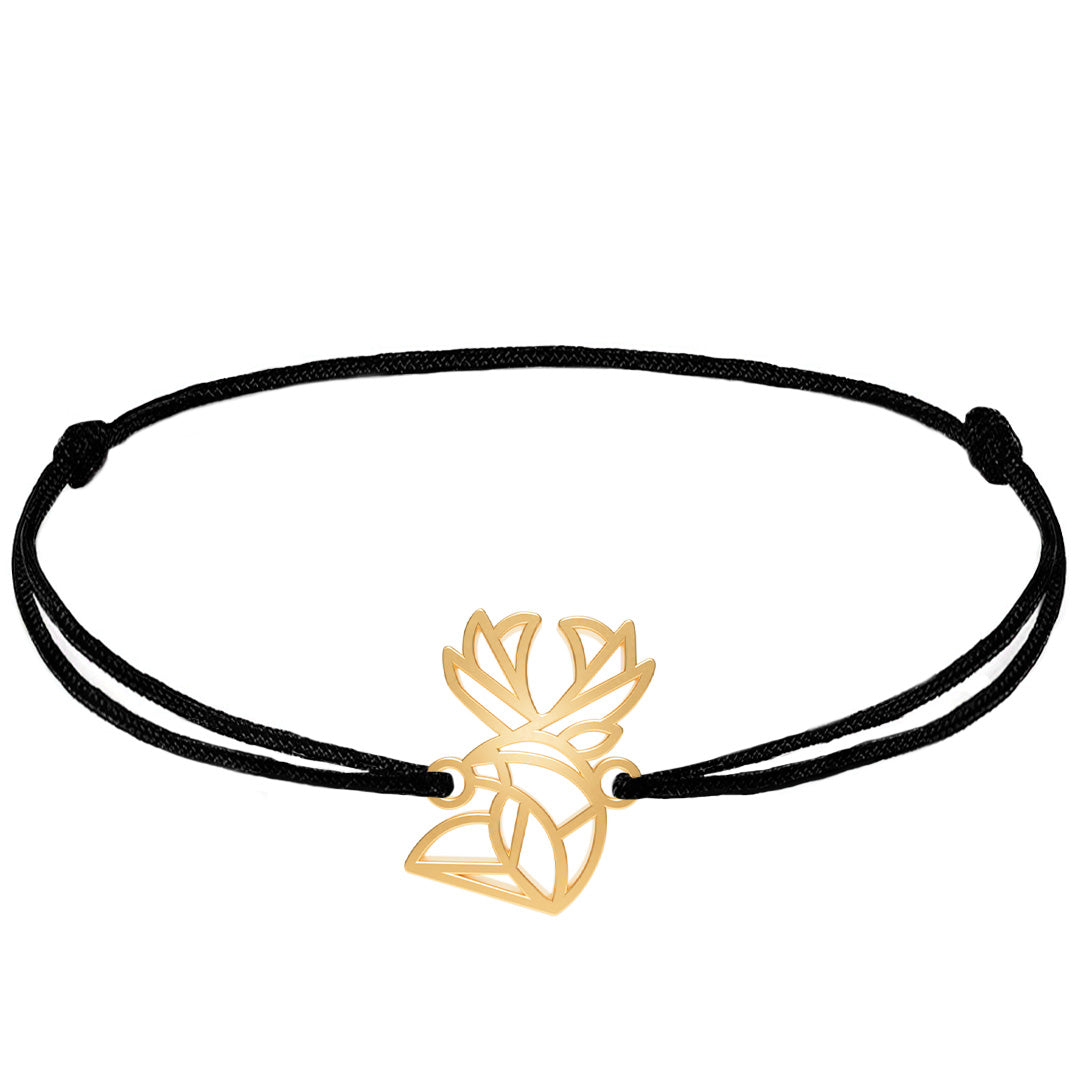 Bracelets Animal Totem Cerf 1 Or cordon #Couleur et bracelet_Or avec cordon #Modèle_Modèle 1