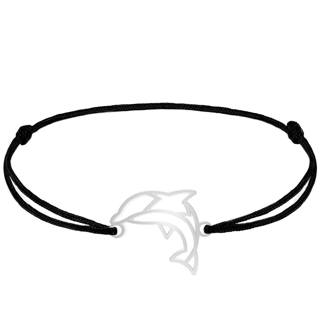 Bracelet animal totem Dauphin argent cordon #Couleur et bracelet_Argent avec cordon