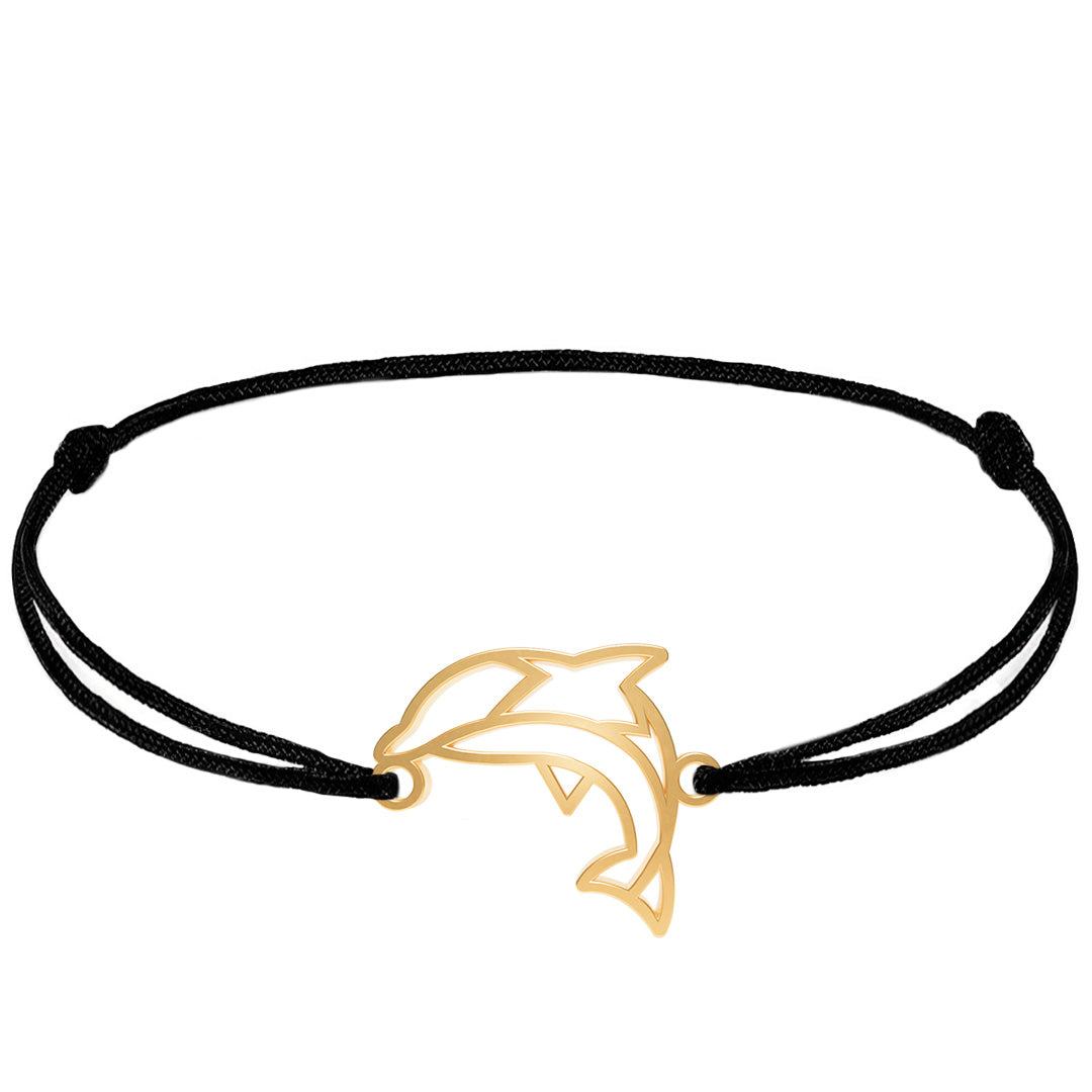 Bracelet animal totem dauphin cordon #Couleur et bracelet_Or avec cordon