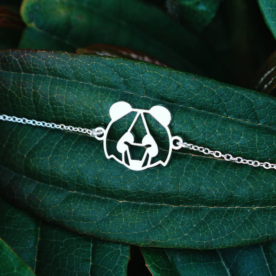 bracelet panda argent chaine feuille