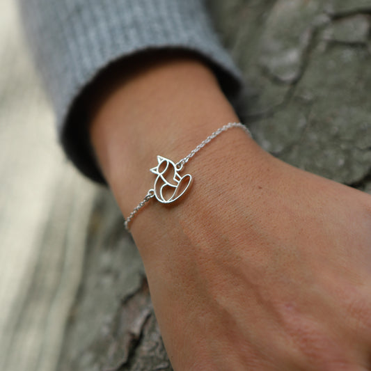 Bracelet Chat argent Chaîne