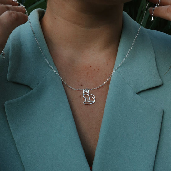 Collier Chat Argent Chaîne 