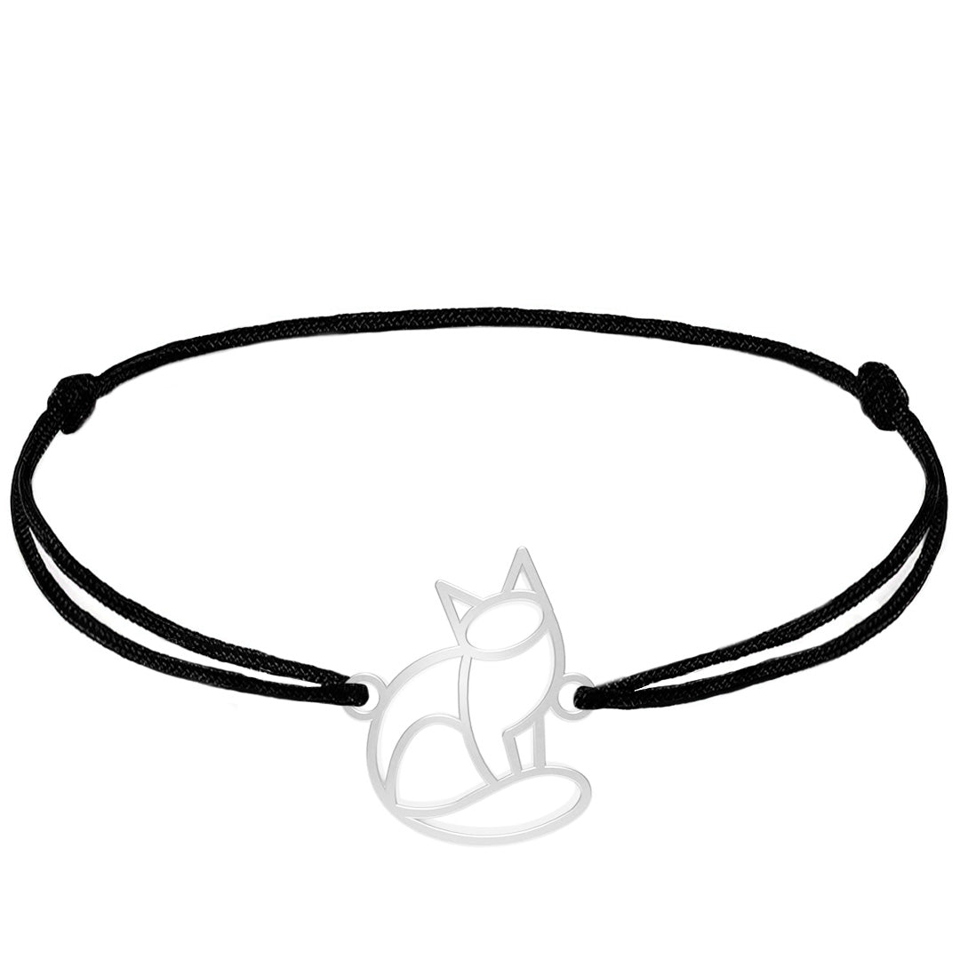 Bracelet Animal Totem Chat Argent cordon #Couleur et bracelet_Argent avec cordon