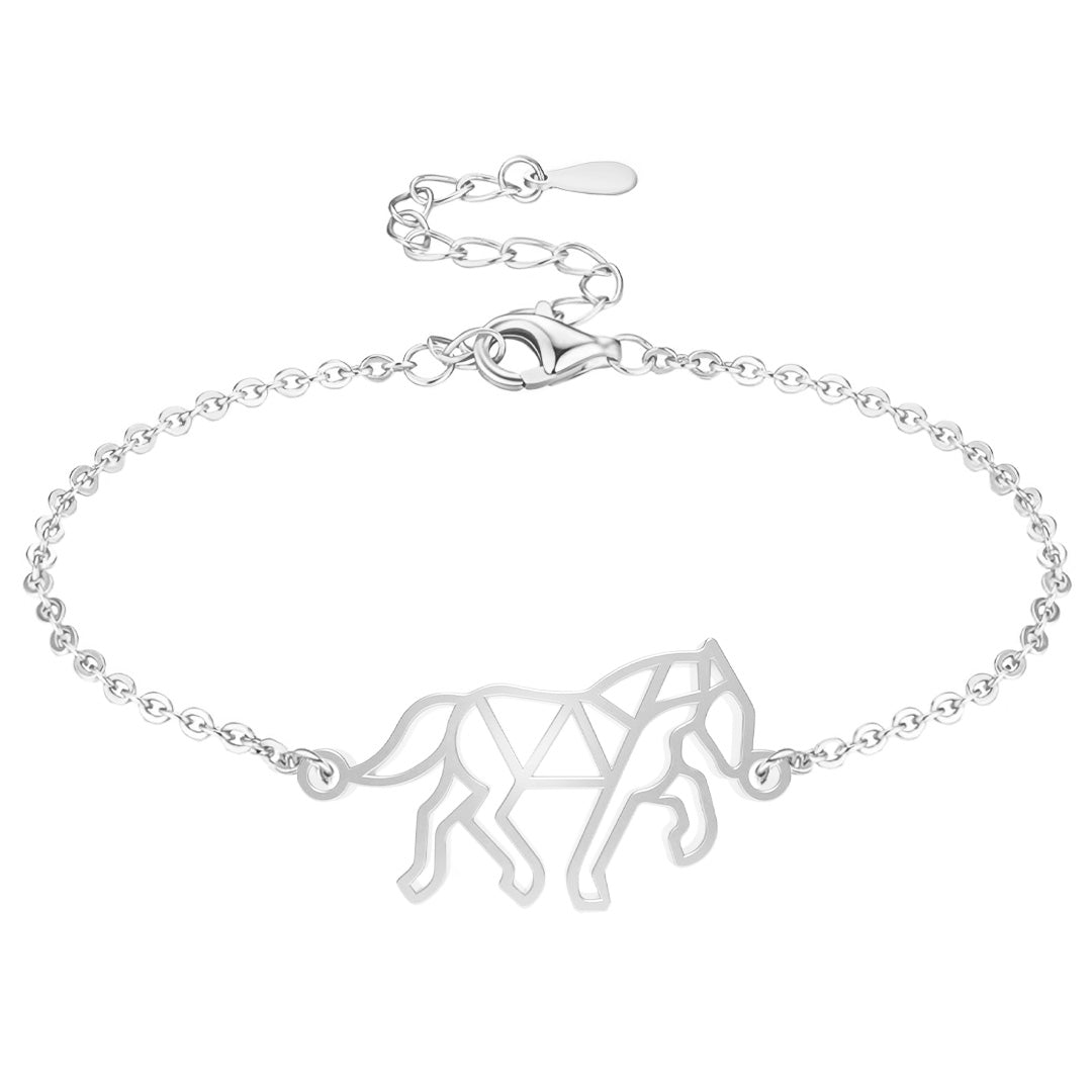 Bracelet animal totem Cheval argent #Couleur et bracelet_Argent avec chaîne