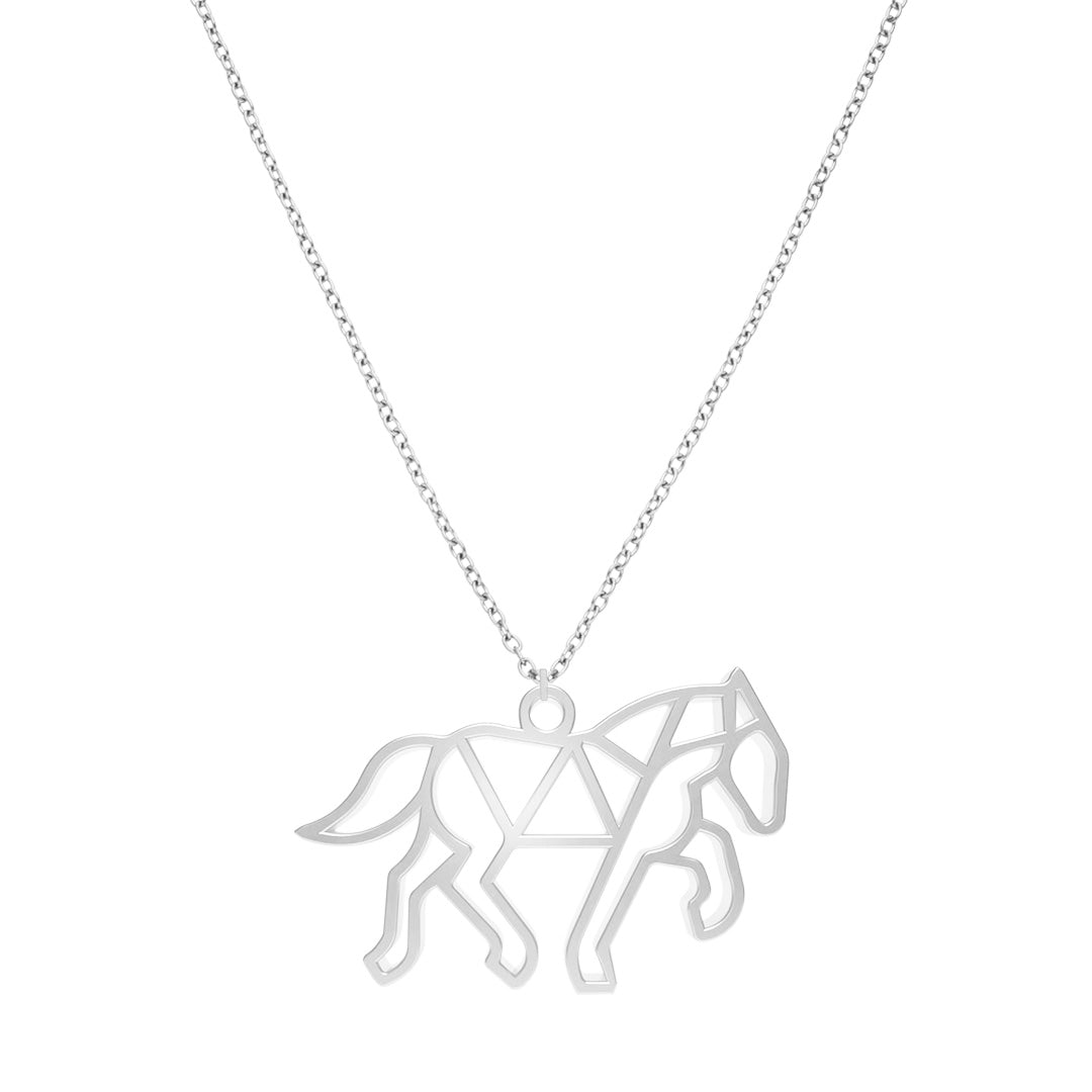 Collier Cheval Argent Chaîne #Couleur et collier_Argent avec chaîne