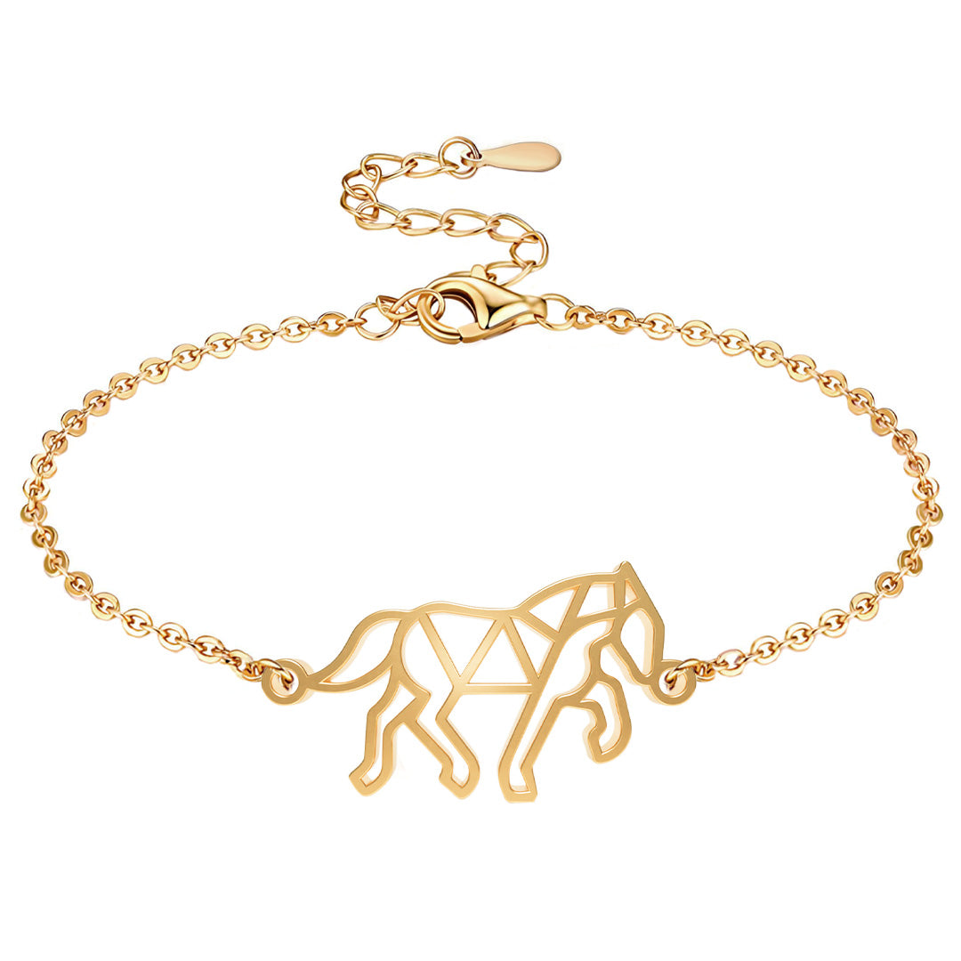 💫 Bracelet Gourmette Chaîne Or Avec Pampilles Animaux (éléphant, Cheval) - Occasion, Modèle A13