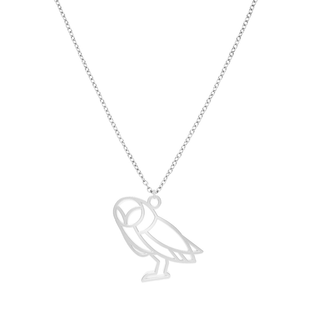 Collier Chouette Argent Chaîne #Couleur et collier_Argent avec chaîne