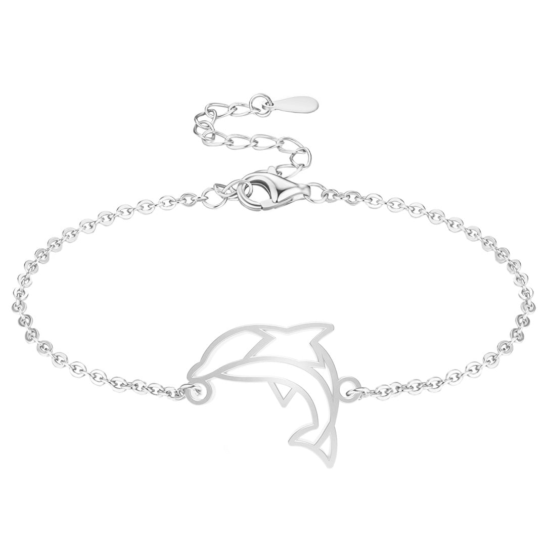 Bracelet animal totem Dauphin argent chaîne #Couleur et bracelet_Argent avec chaîne