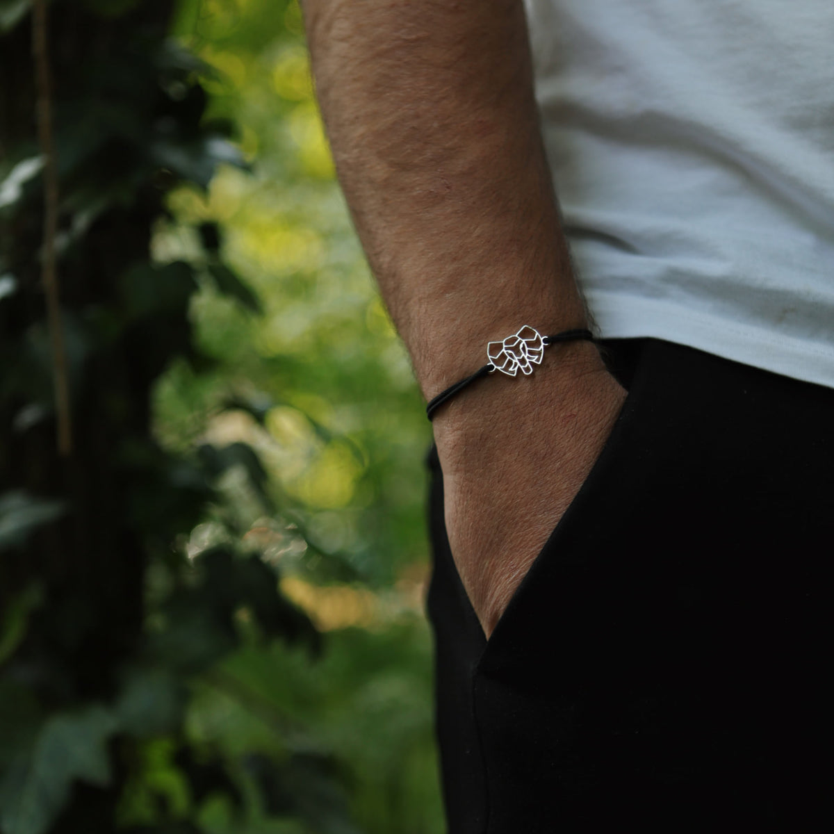 Fauna Bracelet Chien Argent Avec Cordon - Bijou Symbolique Soutenant Les Animaux