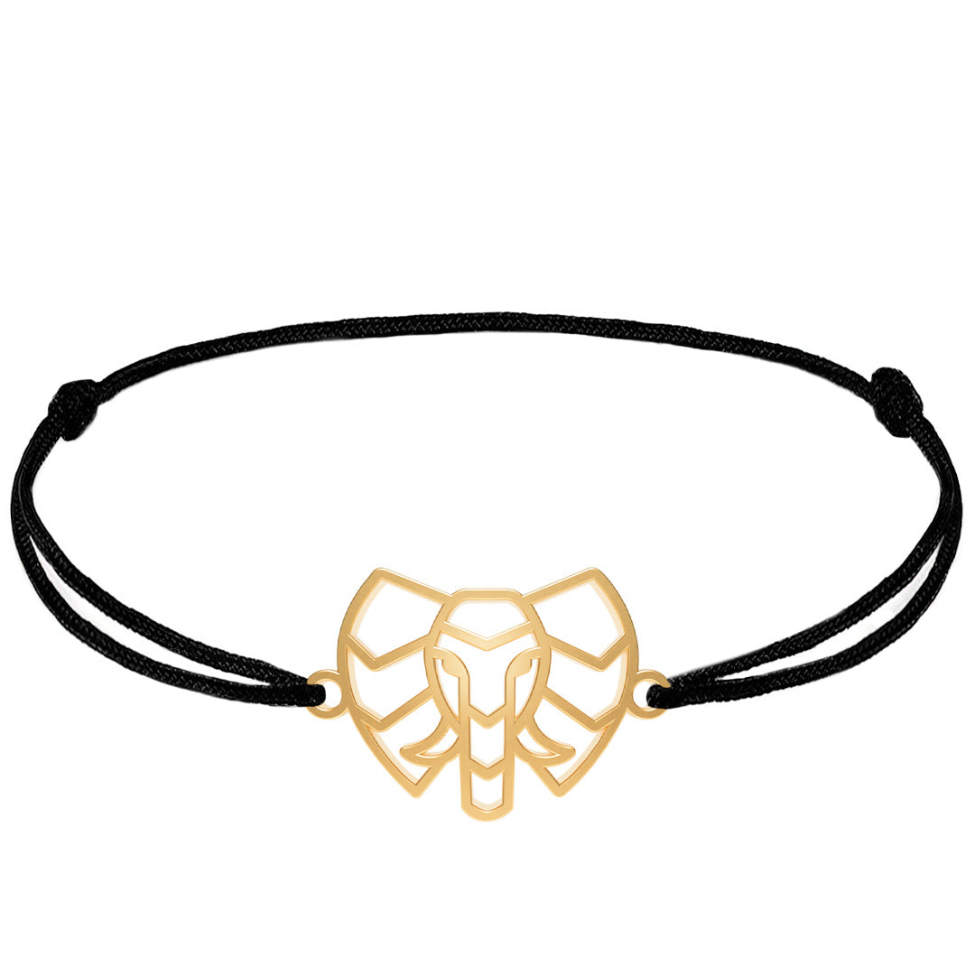 Bracelet animal totem elephant Or #Couleur et bracelet_Or avec cordon