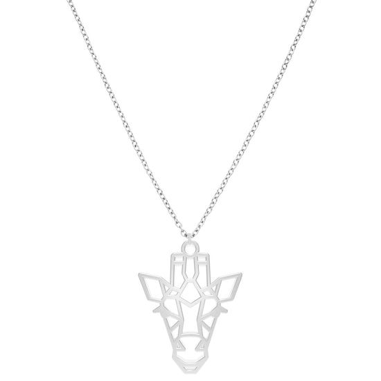 Collier Girafe Argent Chaîne #Couleur et collier_Argent avec chaîne
