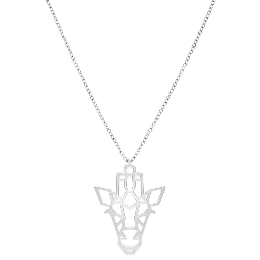 Collier Girafe Argent Chaîne #Couleur et collier_Argent avec chaîne