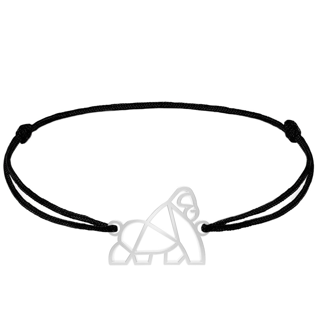 Bracelet Gorille argent cordon #Couleur et bracelet_Argent avec cordon