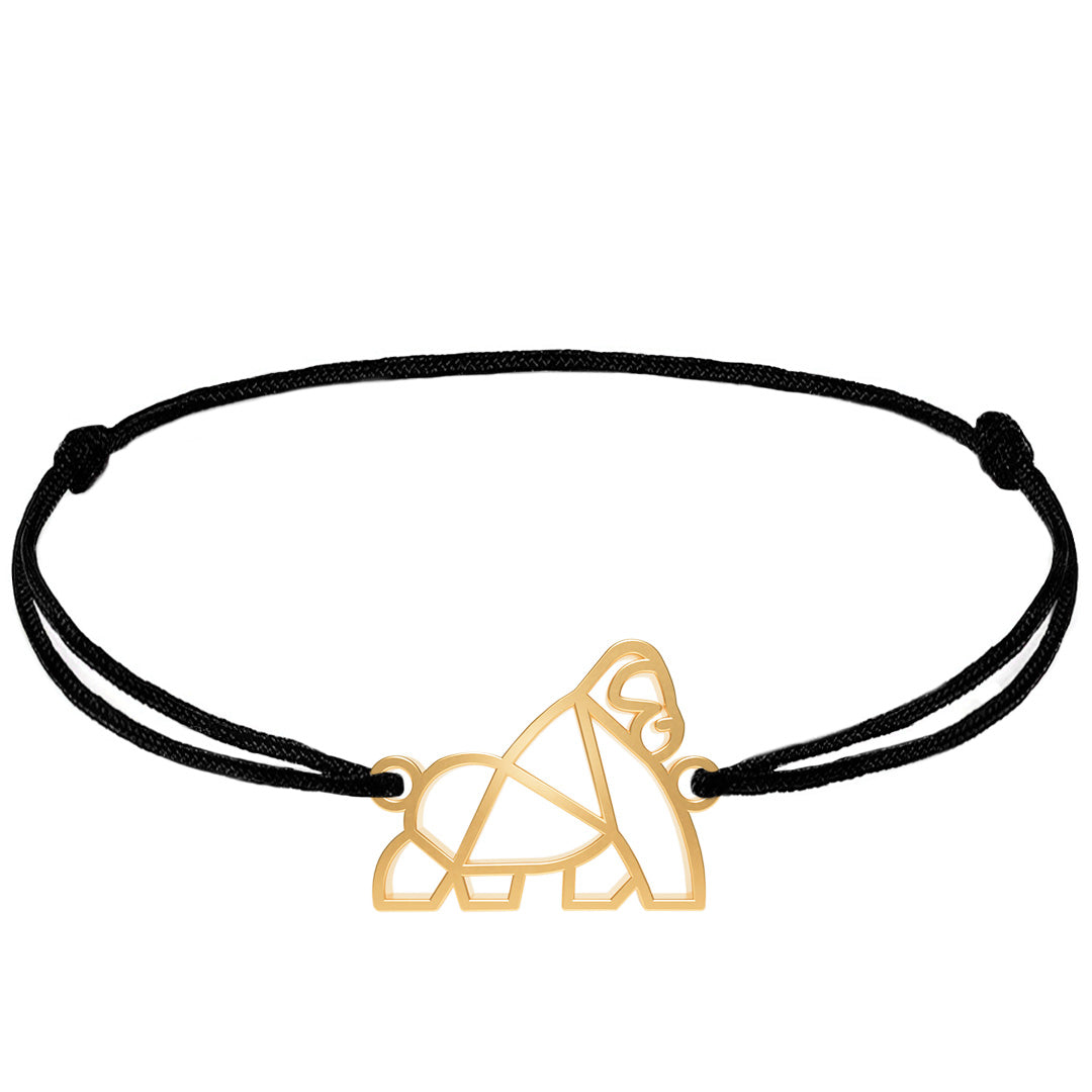 Bracelet Animal Totem Gorille or #Couleur et bracelet_Or avec cordon