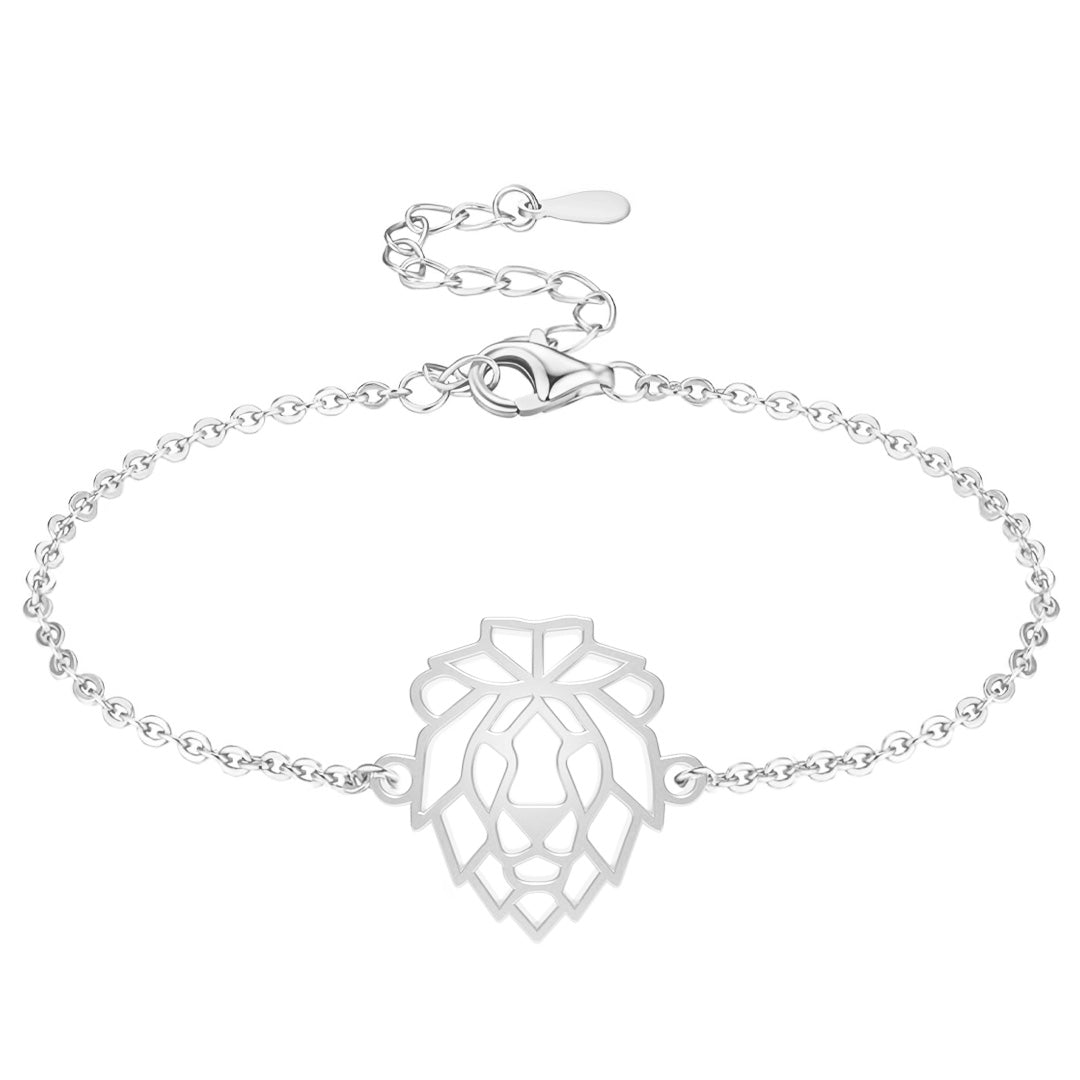 Bracelet Lion Argent Chaîne #Couleur et bracelet_Argent avec chaîne