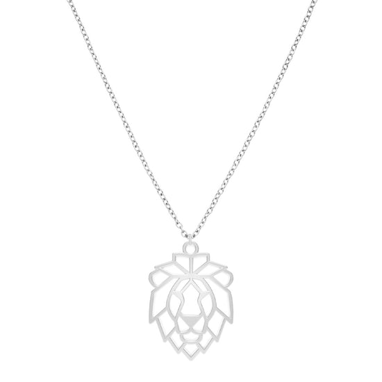Collier Lion Argent Chaîne #Couleur et collier_Argent avec chaîne