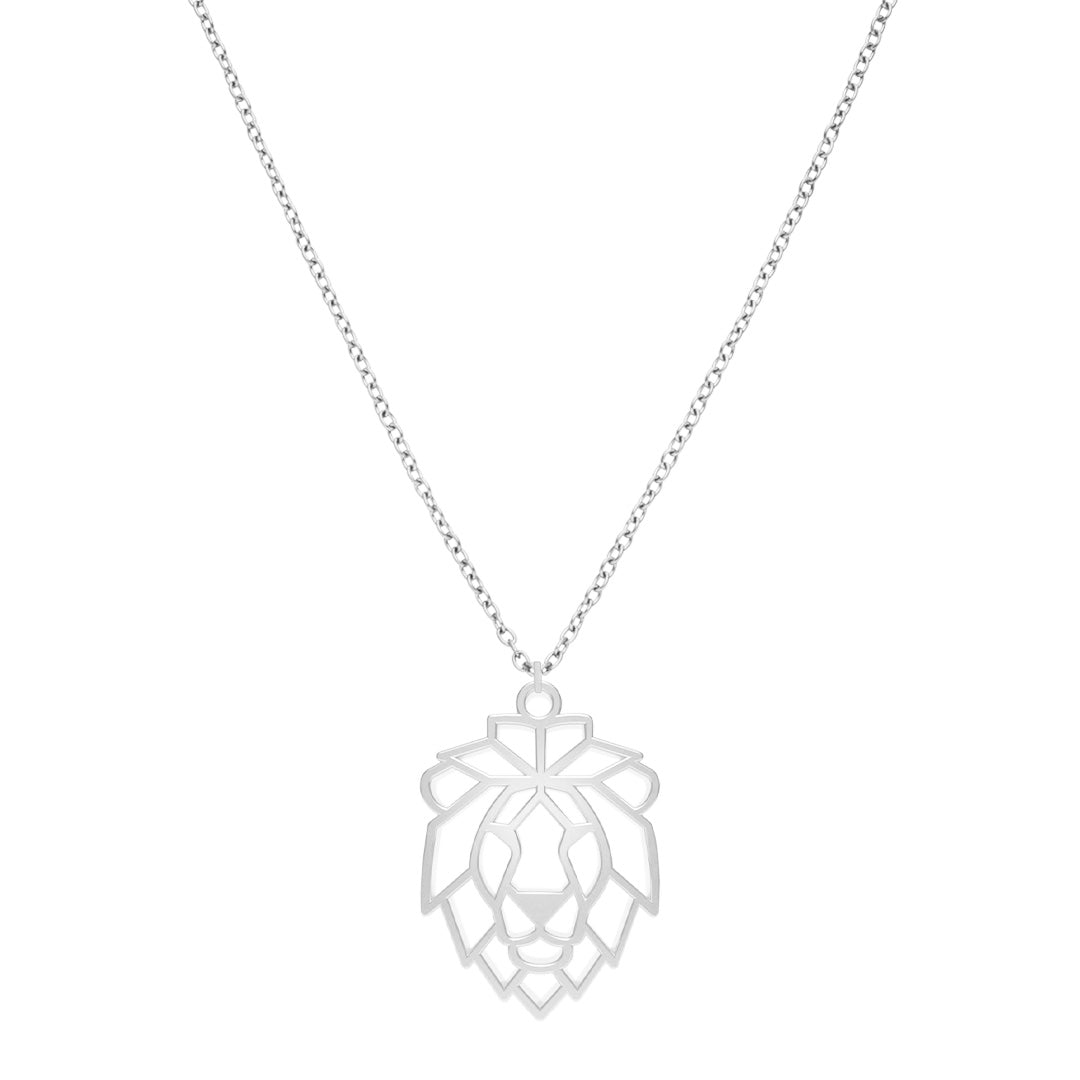 Collier Lion Argent Chaîne #Couleur et collier_Argent avec chaîne