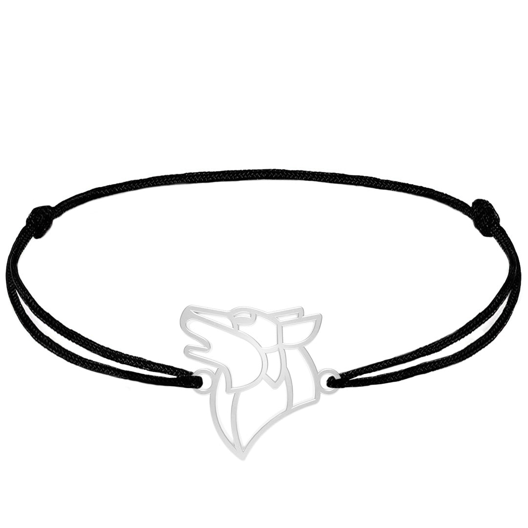 bracelet loup 2 argent Cordon #Couleur et bracelet_Argent avec cordon #Modèle_Modèle 2