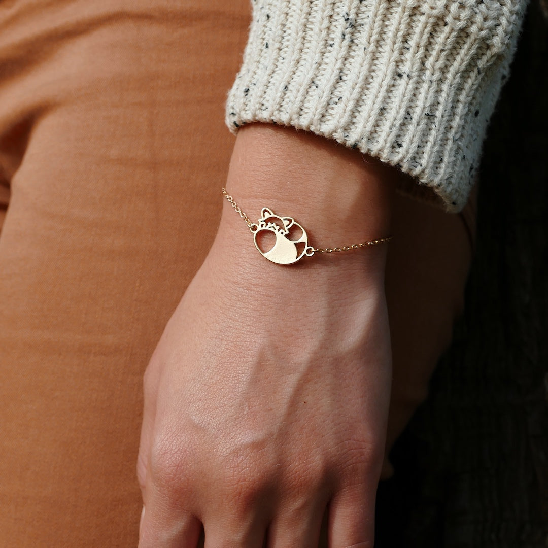 Bracelet Panda Roux Or poignet femme