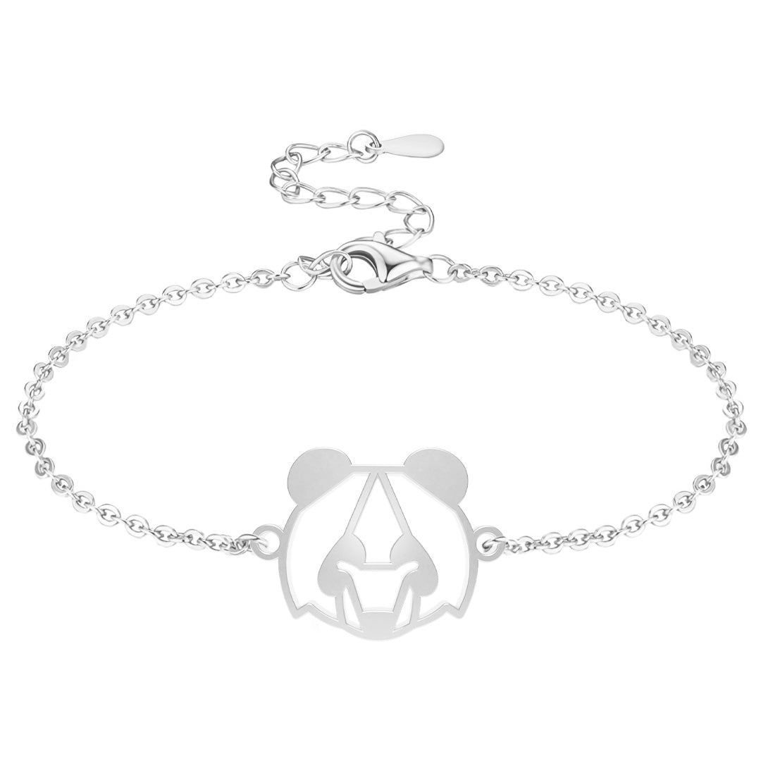Bracelet Panda Argent Chaîne #Couleur et bracelet_Argent avec chaîne