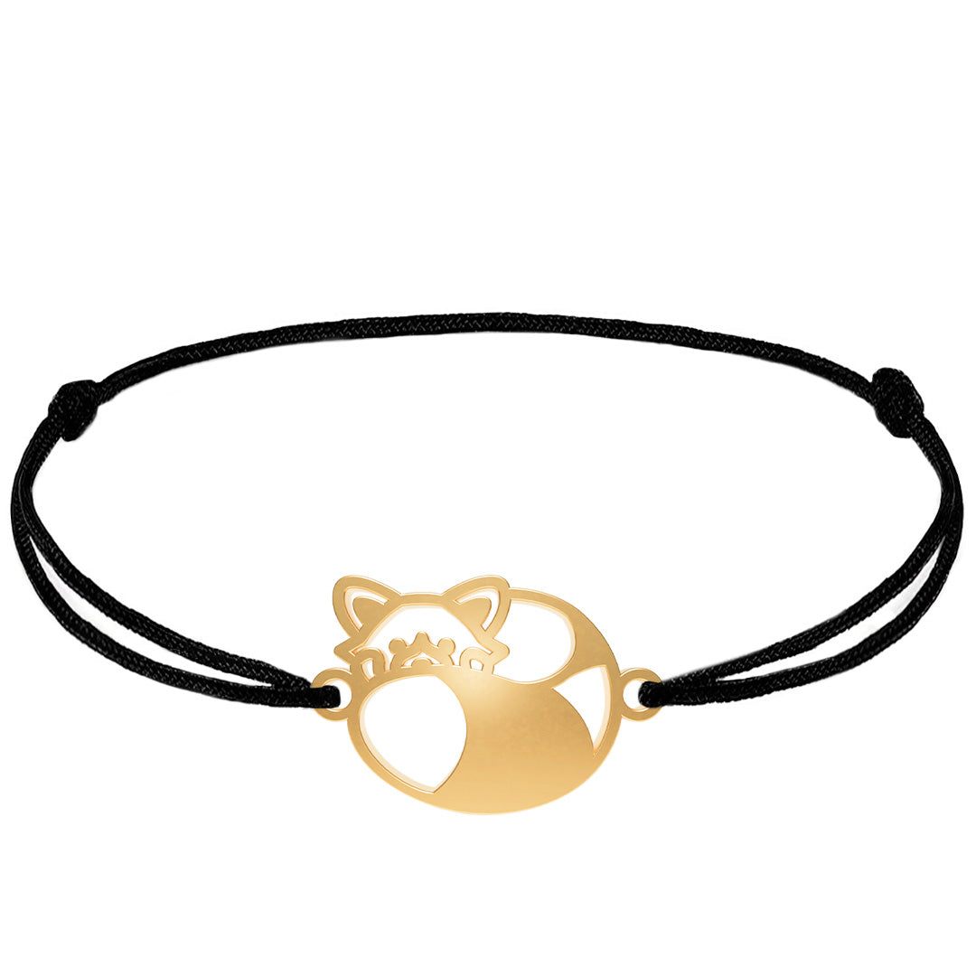 Bracelet Panda Roux Or cordon