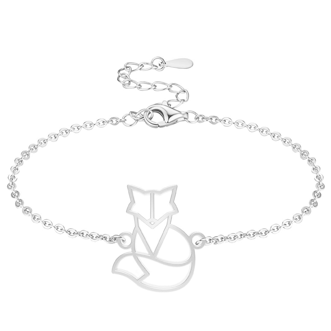 Bracelet Renard Argent Chaîne #Couleur et bracelet_Argent avec chaîne