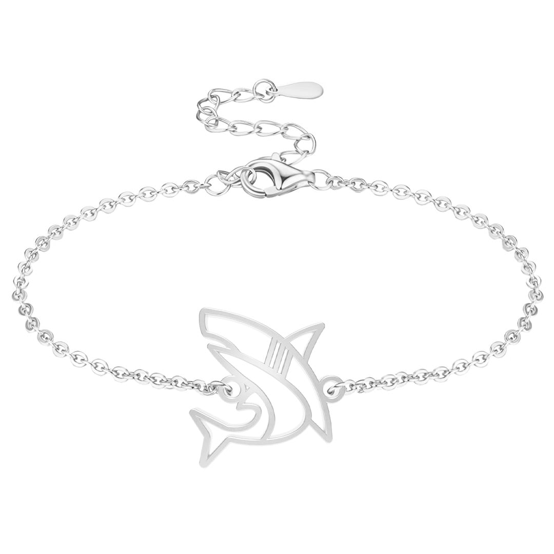 Bracelet Requin Argent Chaîne #Couleur et bracelet_Argent avec chaîne