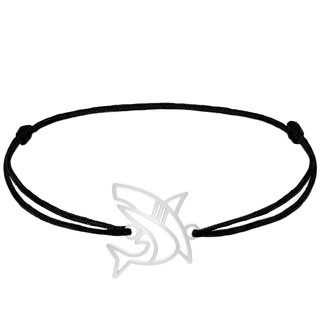 Bracelet Requin Argent Cordon #Couleur et bracelet_Argent avec cordon