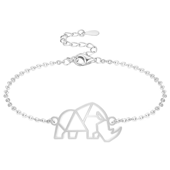 Bracelet Rhinocéros Argent Chaîne #Couleur et bracelet_Argent avec chaîne