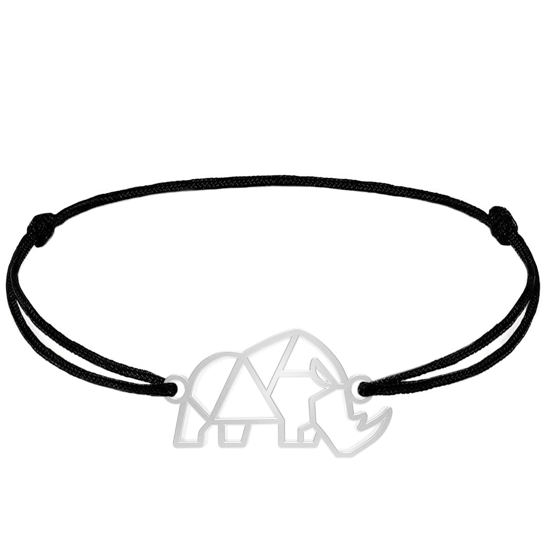 Bracelet Rhinocéros Argent Cordon #Couleur et bracelet_Argent avec cordon
