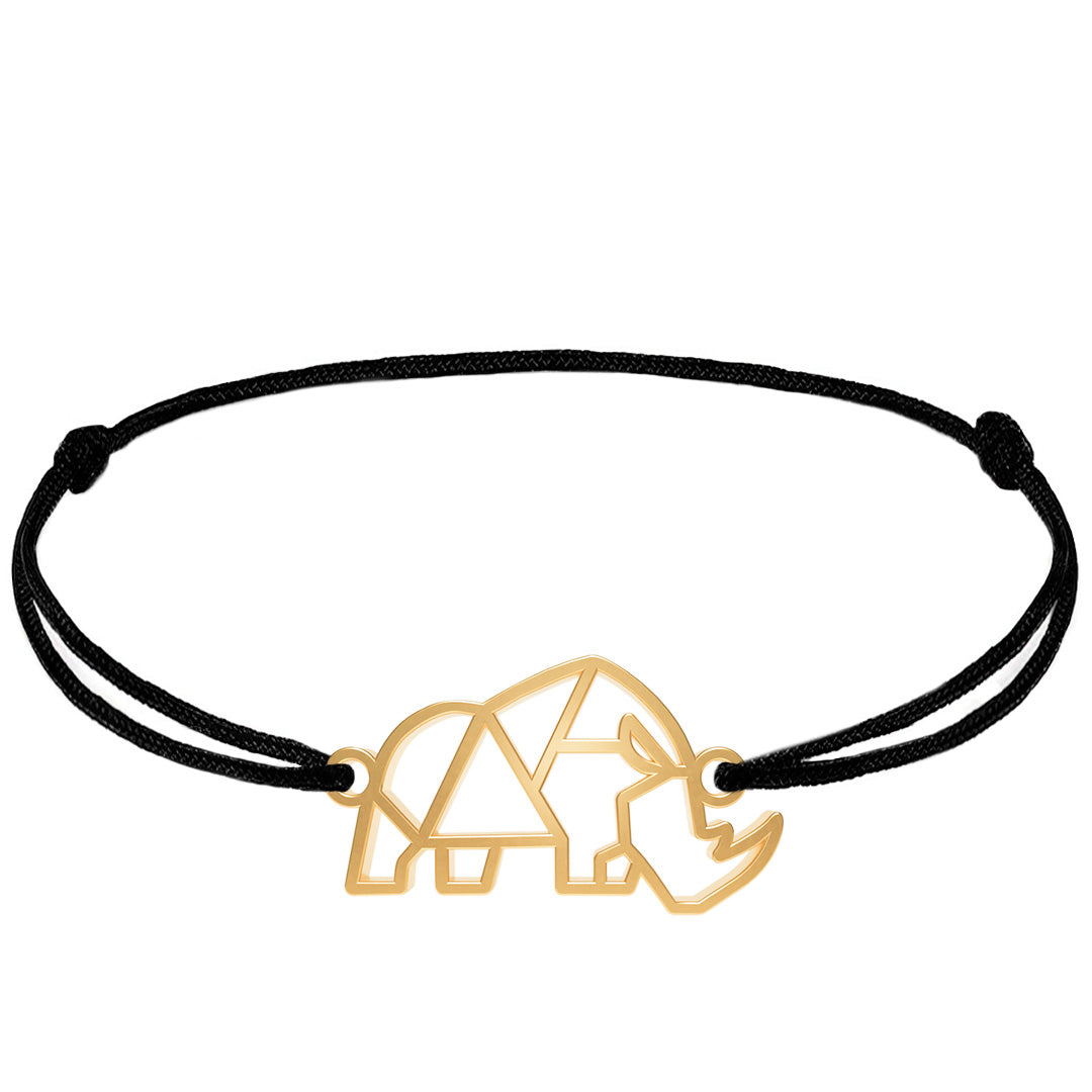 Bracelet Rhinocéros Or Cordon #Couleur et bracelet_Or avec cordon