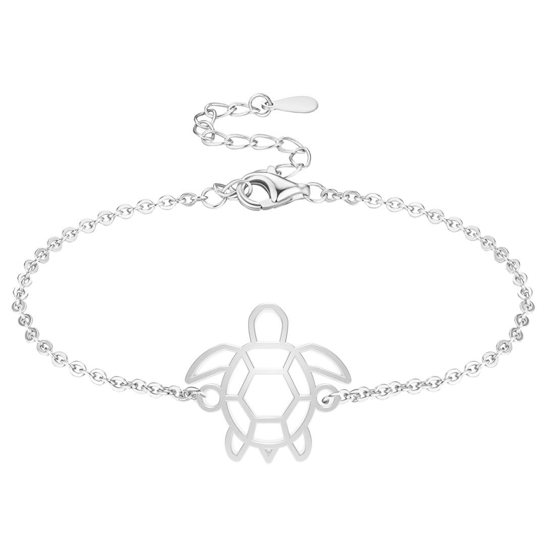 bracelet tortue argent chaine #Couleur et bracelet_Argent avec chaîne