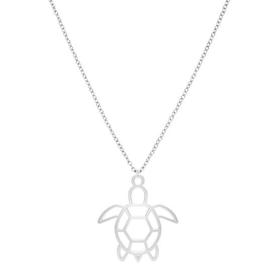 Collier Tortue Argent Chaîne #Couleur et collier_Argent avec chaîne