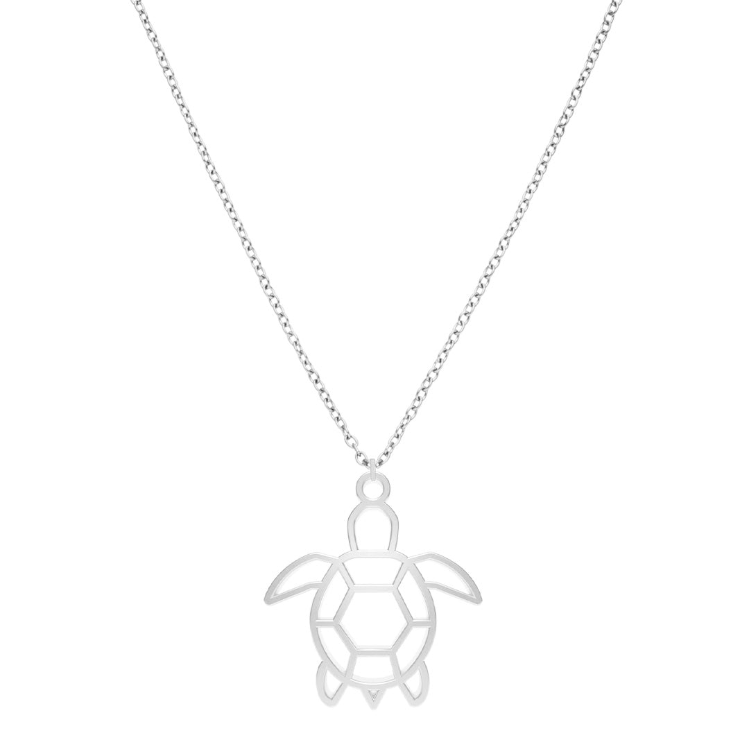 Collier Tortue Argent Chaîne #Couleur et collier_Argent avec chaîne