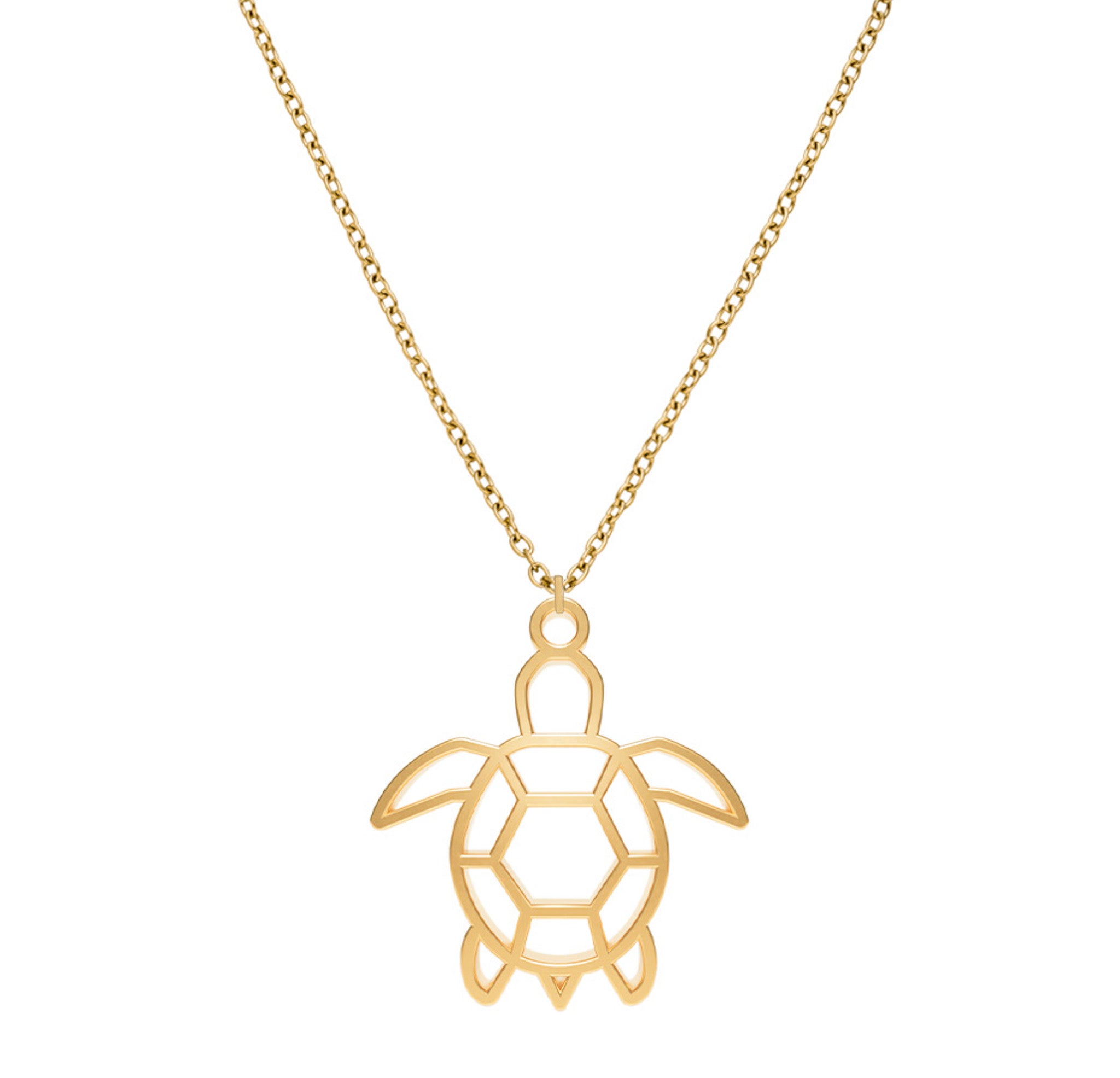 Collier Tortue Femme Plaqué Or 18K - Pendentif 25mm Avec Oxydes De Zirconium Multicolores - Chaîne 42cm - Symbole Chance Et Longévité
